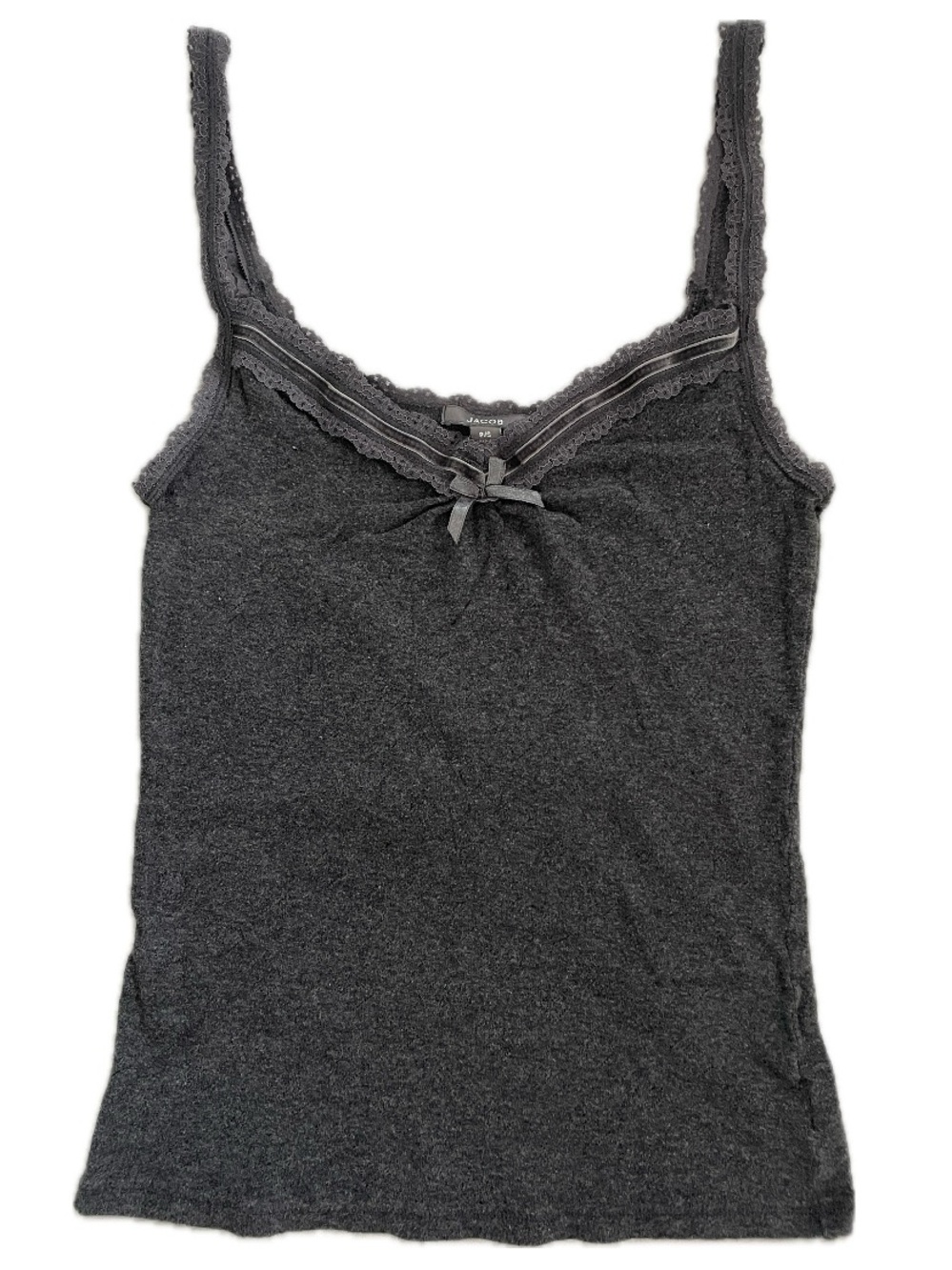 ✰ Jacob Charcoal Gray Lace Trim Tank Top ✰